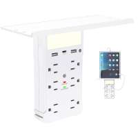 Wontravel Plug Night Light Surge Protector Adapter Rack USB Socket Wall Shelf 6 Outlet Power Strip